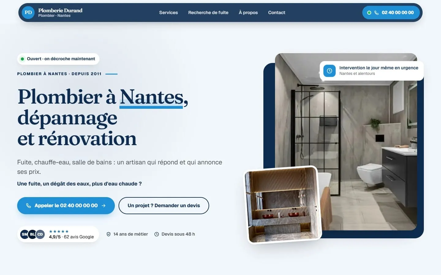 Aperçu du site de Plomberie Durand sur ordinateur